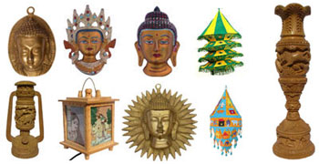Collection of Bells and Chimes Candle Holders Coasters Lamps and Lanterns Masks Vases Wall Hangings