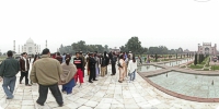 View of Taj Mahal and Gateway from centrally situated raised platform
