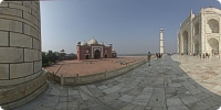 Side view of Taj Mahal and Mosque