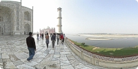Back side view of Taj Mahal with river Yamuna