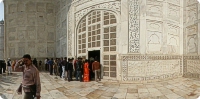 Closer view of stone carving in Taj Mahal