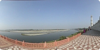 View of Taj Mahal, Mosque and the river Yamuna
