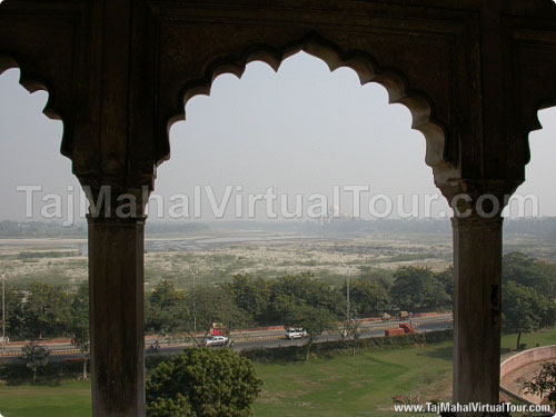View of Taj Mahal from Octagonal Tower in Agra Fort
