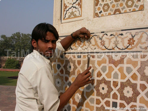 Maintenance of stone inlay in Itmad-Ud-Daulah Tomb