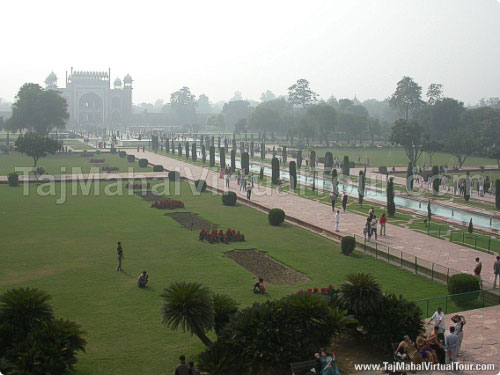 View of Garden between Taj Mahal Dome and Gateway