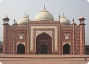 Front view of Mosque situated at right of Taj Mahal Tomb