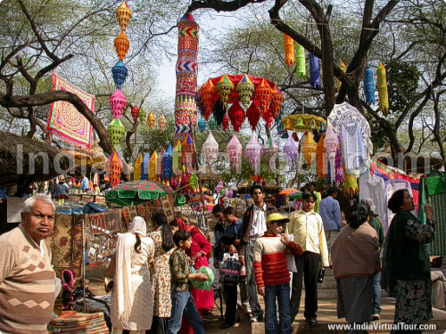 Colorful stalls, colorful visitors