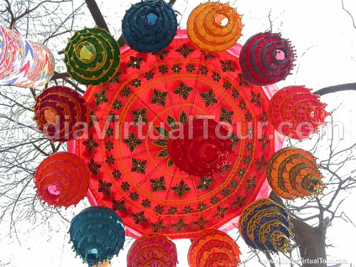 An exclusive view of embroidered roof hangings