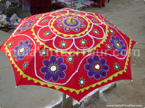 Colorful embroidered umbrella