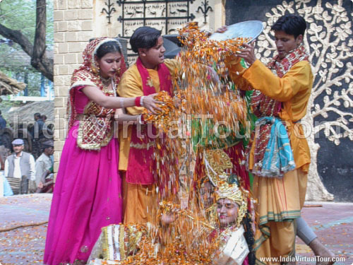 Flower bath to lord Krishna