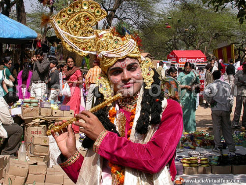 An Artist as lord Krishna posing for IndiaVirtualTour.com exclusively