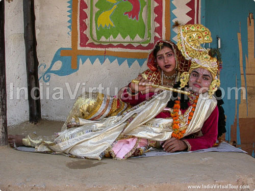 Artists as lord Krishna and Radha posing for IndiaVirtualTour.com exclusively