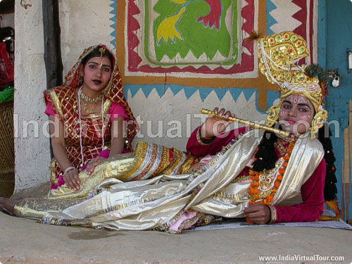 Artists as lord Krishna and Radha posing for IndiaVirtualTour.com exclusively