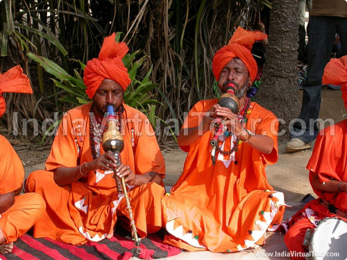 Artists playing musical instruments