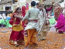 Artists from Uttar Pradesh playing holi with flowers