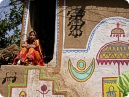 An artist from Uttar Pradesh at the terrace of make up room