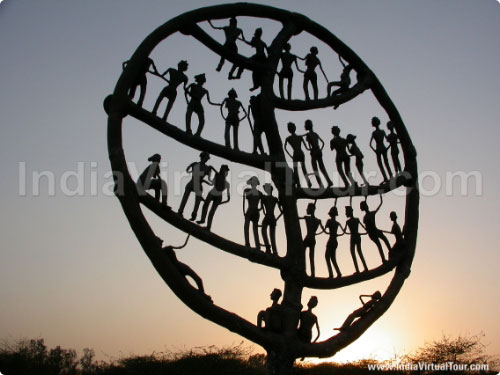 Symbol of Chattisgarh with background of sky at sunset