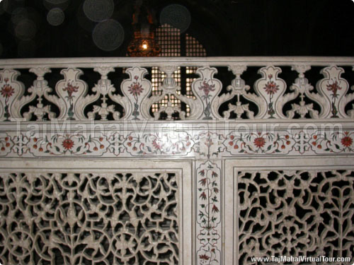 Beautiful Stone carving on boundary around dummy Grave inside Taj Mahal